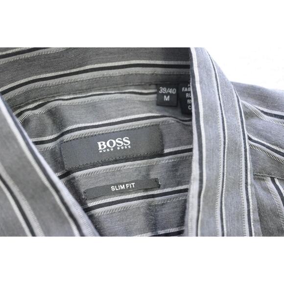 Hugo Boss Dress Shirt Slim Fit Striped Luxury Button Up Mens Sz Medium - Picture 7 of 8
